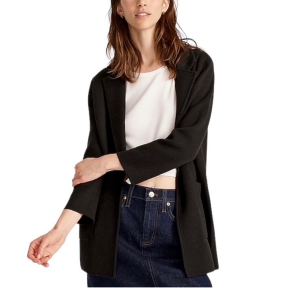 J. Crew Sweaters - J. Crew Open-front black merino wool sweater-blazer pockets size extra small
